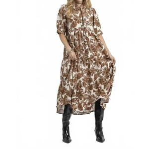 NEW UMGEE brie midi boho dress in brown mix floral